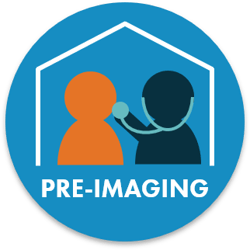 Schematic representation of GP checking prostate patient in advance to prostate MRI